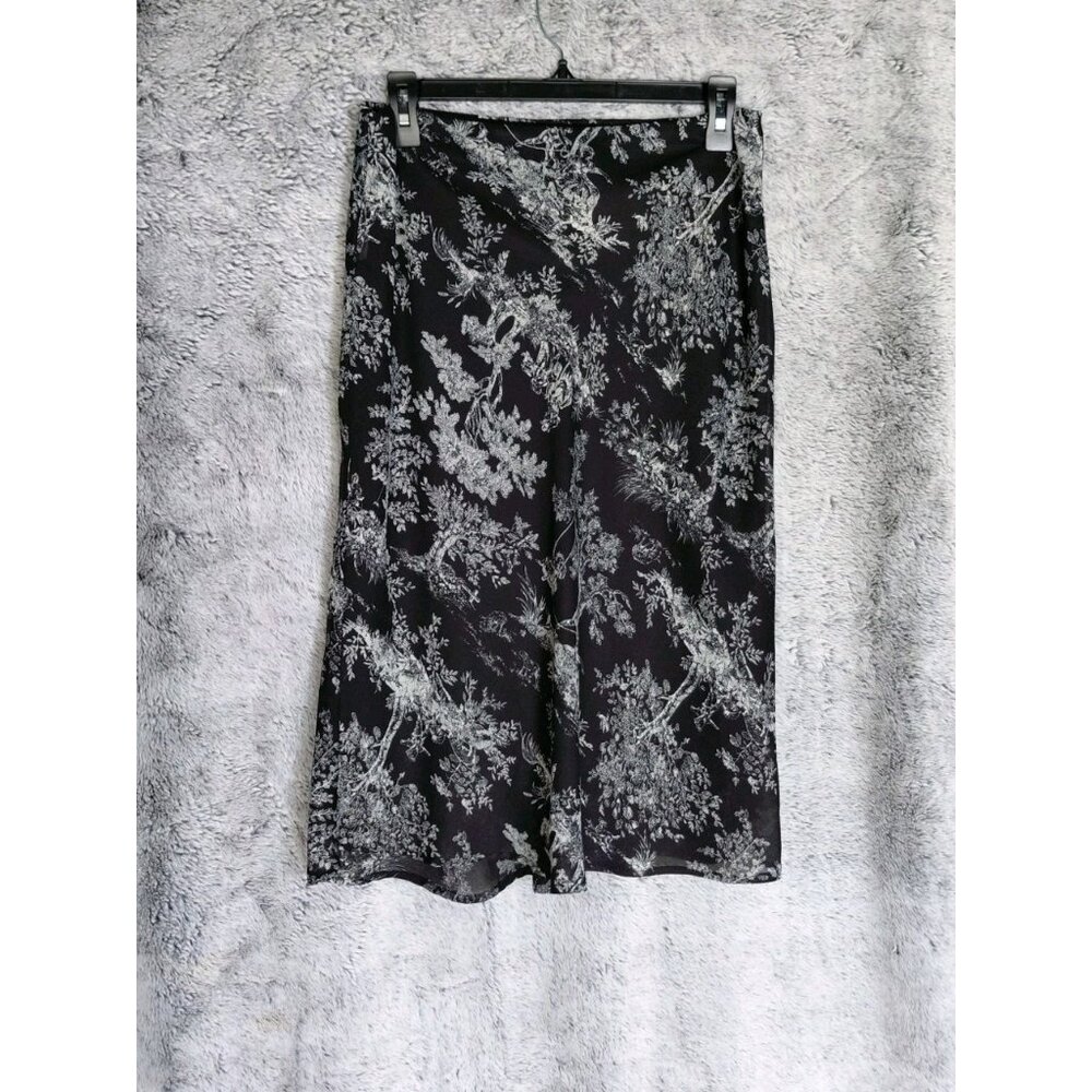 Vintage First Option Chiffon Midi Skirt Med Artsy Print Lined Modest Pull On‎